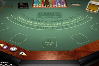 European Blackjack Table Game Screenshot Image