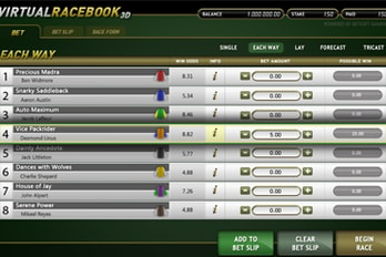 Virtual Racebook 3D Virtual Sports Game Screenshot Image