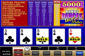 Bonus Deuces Wild Video Poker Screenshot Image