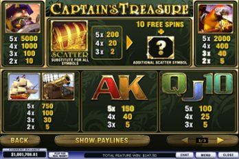 Captain Treasure Slot Game Screenshot Image
