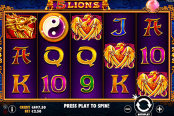 5 Lions Slot Game Screenshot Image