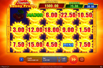 Super Sunny Fruits: Hold and Win Slot Game Screenshot Image