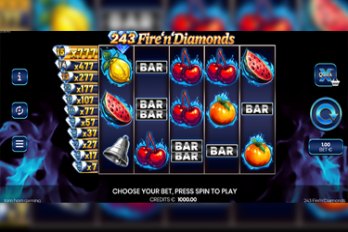 243 Fire 'n' Diamonds Slot Game Screenshot Image