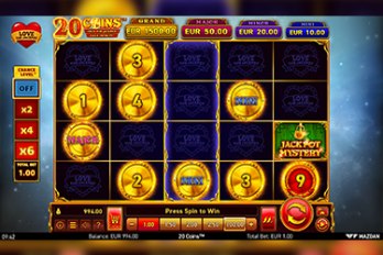20 Coins: Love the Jackpot Slot Game Screenshot Image